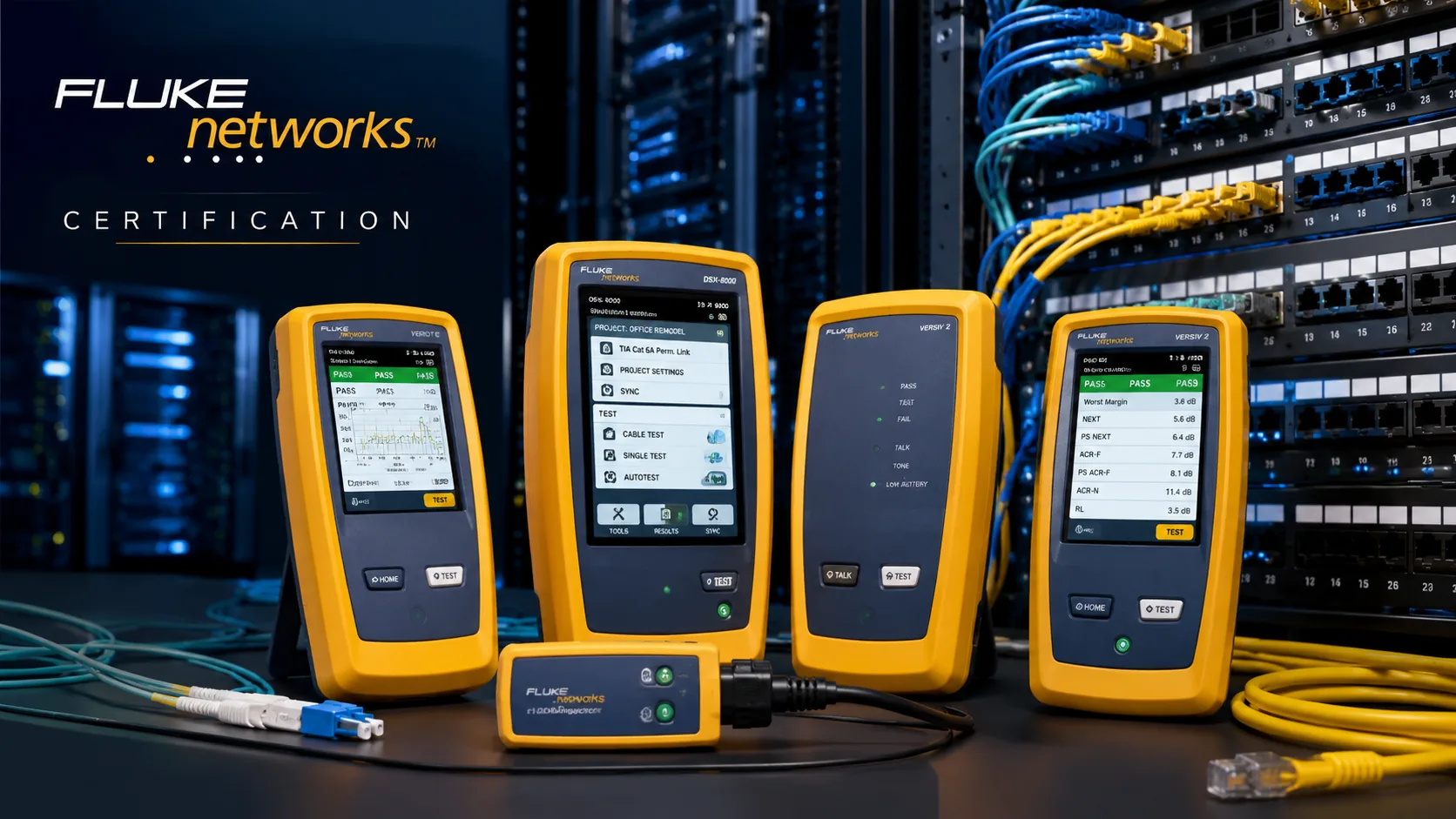 Pruebas y certificación Fluke Networks con equipos de medición de cableado